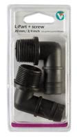 Kniestuk met schroefdraad l-part met screw 20 mm 3/4 inch 2 st. - Velda