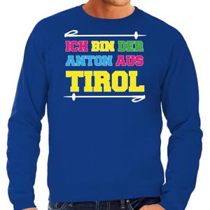 Apres ski sweater voor heren - anton aus tirol - blauw - apres ski/wintersport - skien