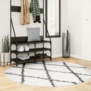 VidaXL Vloerkleed pamplona shaggy hoogpolig ø 160 cm crème en zwart