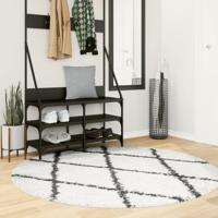 VidaXL Vloerkleed pamplona shaggy hoogpolig ø 160 cm crème en zwart - thumbnail