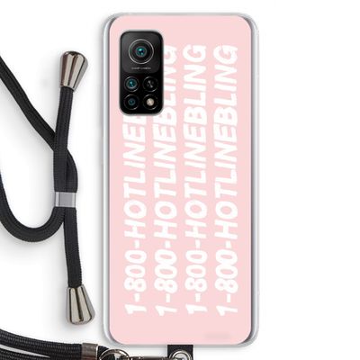 Hotline bling pink: Xiaomi Mi 10T 5G Transparant Hoesje met koord