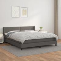 Boxspring met matras kunstleer grijs 180x200 cm