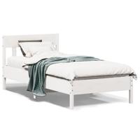 Bedframe zonder matras massief grenenhout wit 90x190 cm