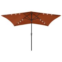 VidaXL Parasol met led&apos;s en stalen paal 2x3 m terracottakleurig
