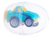 LG Imports auto in verrassingsei jongens 6 cm turquoise/geel - thumbnail