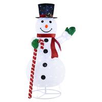 150 cm Hoge Verlichte Pop-Up Sneeuwpop Witte Kerstdecoratie met 180 LED-Lampjes Muts en Sjaal Feestelijke Tuindecoratie