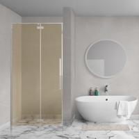 Aqua Vista Oria Linea nisdeur - 90x200cm - incl. montageset - champagne glas - Chroom SW1186300/SW1175898 Aqua Vista Oria Linea nisdeur - 90x200cm - incl. montageset - champagne glas - Chroom SW1186300/SW1175898