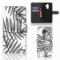 Samsung Galaxy A6 Plus 2018 Hoesje Leaves Grey - thumbnail