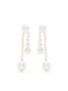 Sophie Bille Brahe boucles d'oreilles pendantes Ruban de Perle en or - Blanc