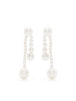 Sophie Bille Brahe boucles d'oreilles pendantes Ruban de Perle en or - Blanc