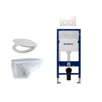 Adema Classico toiletset bestaande uit inbouwreservoir en toiletpot, basic toiletzitting en Delta 25 bedieningsplaat wit SW730486/0701174/4345100/0261520/