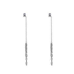 Day&Eve Oorbellen Pull Trough Chunky Chain | Zilver