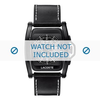 Lacoste horlogeband LC-18-1-14-0093 / 2010401 Leder Zwart + wit stiksel