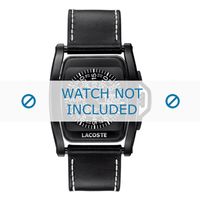Lacoste horlogeband LC-18-1-14-0093 / 2010401 Leder Zwart + wit stiksel
