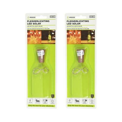 Solar LED flesverlichting - 2x - warm wit - 100 cm - 5 LED's - solar
