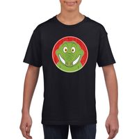 T-shirt krokodil zwart kinderen - thumbnail