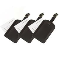 Kofferlabel/bagagelabel kunststof zwart - Set van 3x stuks - 10 x 6 cm
