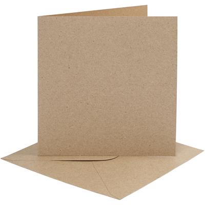 Creativ Company Kaarten en enveloppen, afmeting kaart 15,2x15,2 cm, afmeting envelop 16x16 cm, 230 gr, naturel, 4 set/ 1 doos