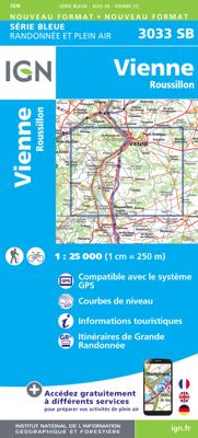 Wandelkaart - Topografische kaart 3033 SB - Serie Bleue Roussillon, Vienne | IGN - Institut Géographique National