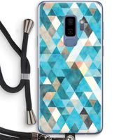 Gekleurde driehoekjes blauw: Samsung Galaxy S9 Plus Transparant Hoesje met koord