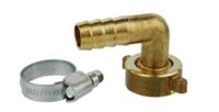 Kirchhoff Messing hoek slangkoppeling, blank, 3/4"moer x 1/2" mondstuk, met slangklem - 987388148