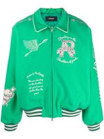 Represent motif-embroidered wool-blend bomber jacket - Vert