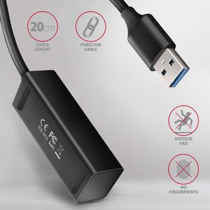 AXAGON AXAGON HUE-M1A Superspeed USB-A Mini Hub, 4x USB 3.0 - 20cm, schwarz USB 3.0-hub 4 poorten Zwart