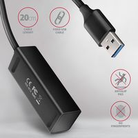 AXAGON AXAGON HUE-M1A Superspeed USB-A Mini Hub, 4x USB 3.0 - 20cm, schwarz USB 3.0-hub 4 poorten Zwart - thumbnail