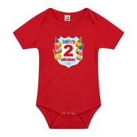 Happy birthday 2e verjaardag romper 2 jaar met emoticons rood voor babys