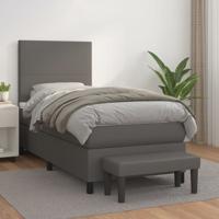 Boxspring met matras kunstleer grijs 90x190 cm