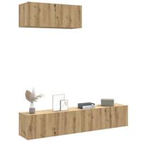 3-delig Tv-meubelset wandmontage bewerkt hout artisanaal eiken