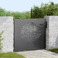 Tuinpoort, Tuinpoort 85x75 cm Corten Staal Boomontwerp Zwart