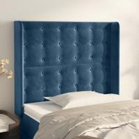 Hoofdbord met randen 83x16x118/128 cm fluweel blauw