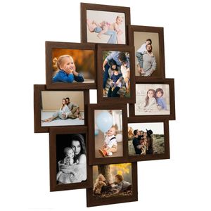 VidaXL Fotolijst voor 10x(10x15 cm) foto mdf donkerbruin