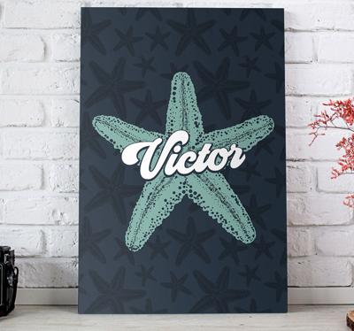 Gepersonaliseerde canvas schilderij Zeester bluetones
