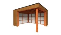 Trendhout Buitenverblijf Capri 425x425 - Plat dak model links- Plat dak- Onbehandeld lariks Douglas hout- Trendhout