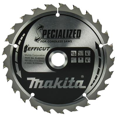 Makita Cirkelzaagblad voor Hout | Efficut | Ø 165mm Asgat 20mm 25T - B-62985