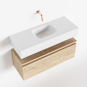 Toiletmeubel Mondiaz Andor | 80 cm | Meubelkleur Washed oak | Lex vrijhangend wastafel Talc Midden | Zonder kraangat