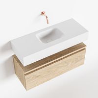 Toiletmeubel Mondiaz Andor | 80 cm | Meubelkleur Washed oak | Lex vrijhangend wastafel Talc Midden | Zonder kraangat
