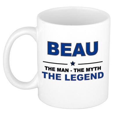 Beau cadeau mok - man myth legend - naam koffiemok / beker - wit en blauw - 300 ml