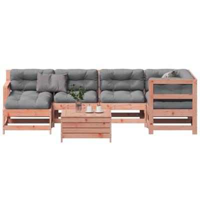 7-delige Loungeset met kussens massief douglashout