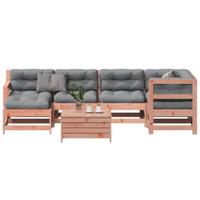 7-delige Loungeset met kussens massief douglashout