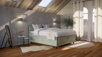 ACTIE Elek. Boxspring 180 x 200 Skai Lindegroen - Saffier - Incl. Voetbord - thumbnail