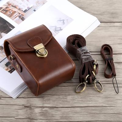 Volledige lichaam camera gesp Lock PU leder geval tas met hand riem & nek riem voor Canon G7X II/G9X Mark II Sony RX100/m2 (koffie)