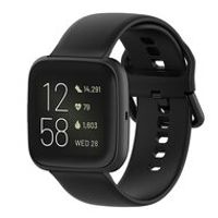 Fitbit Versa 1 / 2 & Lite siliconen sportbandje met gespsluiting - Zwart - Maat: Small