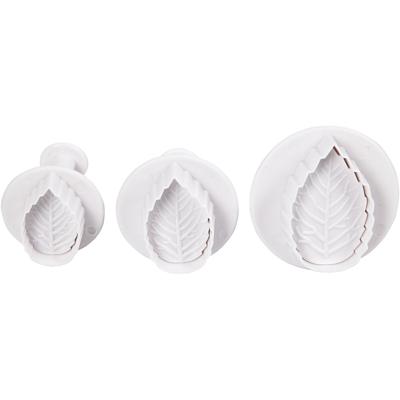 Creativ Company Uitsteekvormen met stempel, blad, d 3,4+4,4+4,9 cm, wit, 3 stuk/ 1 doos