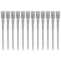 VidaXL Grondpinnen 12 st 9x9x90 cm gegalvaniseerd staal zilverkleurig