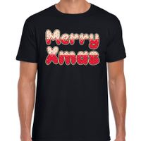 Merry xmas fout Kerst t-shirt zwart voor heren