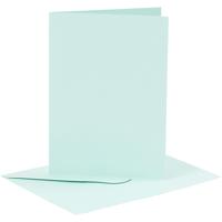 Creativ Company Kaarten en enveloppen, afmeting kaart 10,5x15 cm, afmeting envelop 11,5x16,5 cm, 110+220 gr, lichtblauw, 6 set/ 1 doos