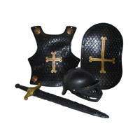 Ridder verkleed accessoires set - 4-delig - zwart - ridder helm en harnas - kunststof